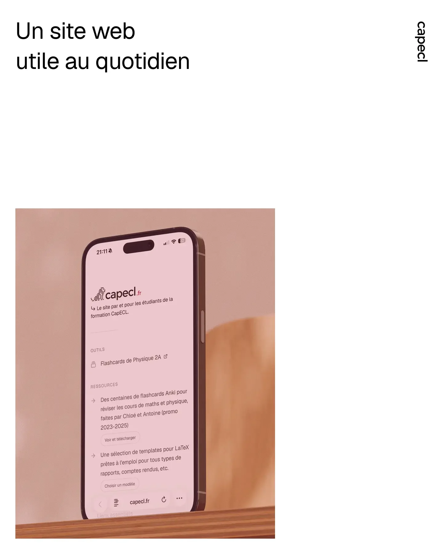 Student website poster shown on a phone
